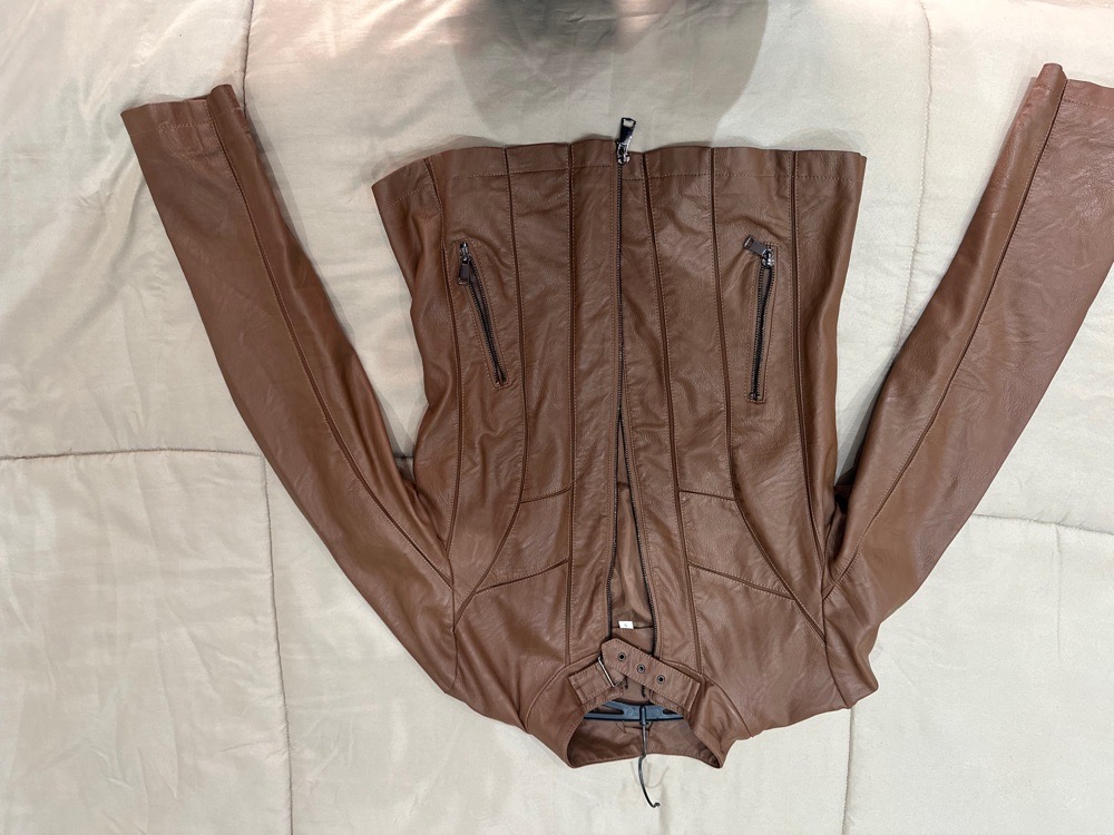 Veste simili cuir marron