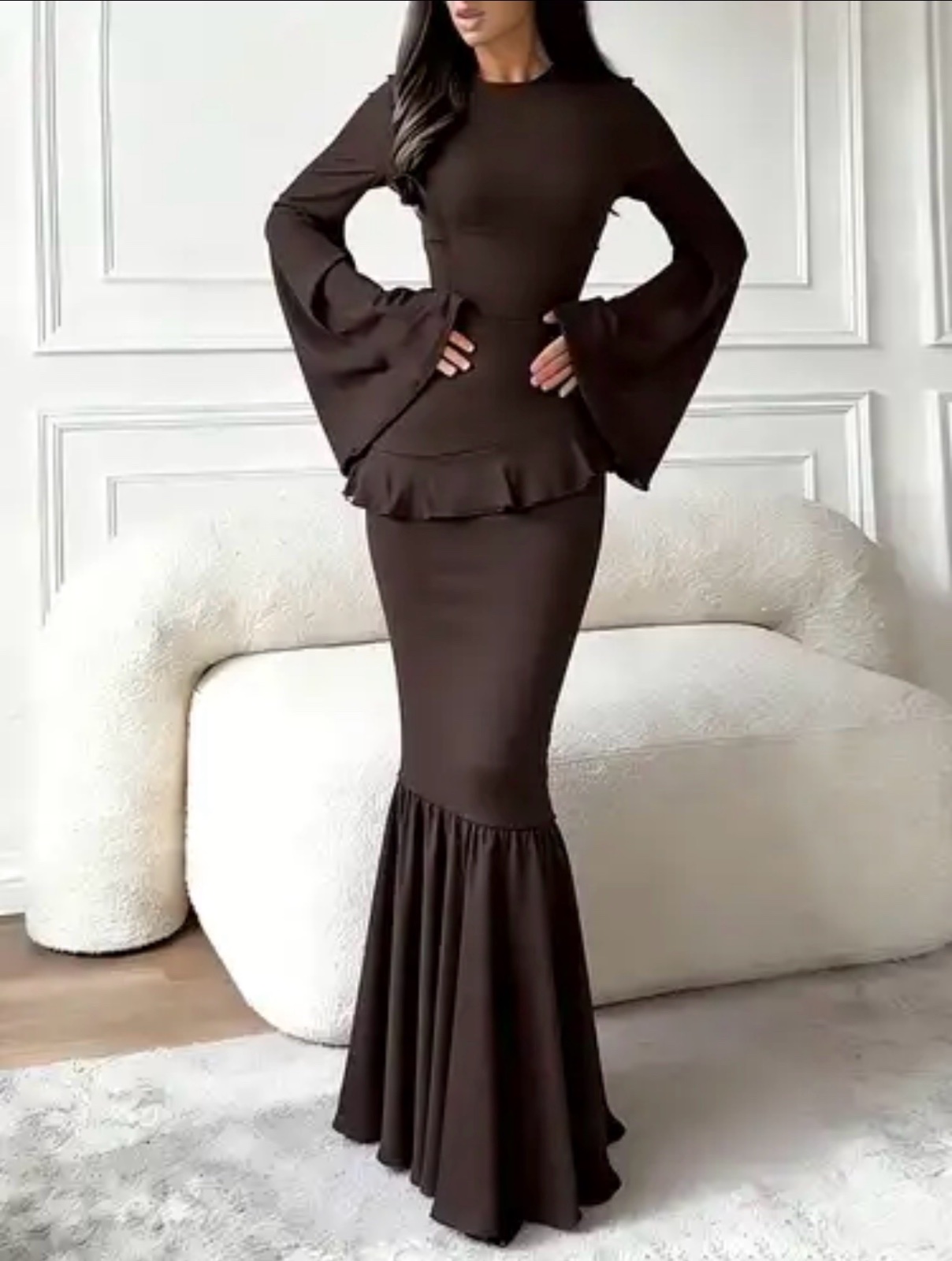 Robe de soirée à manches évasées
