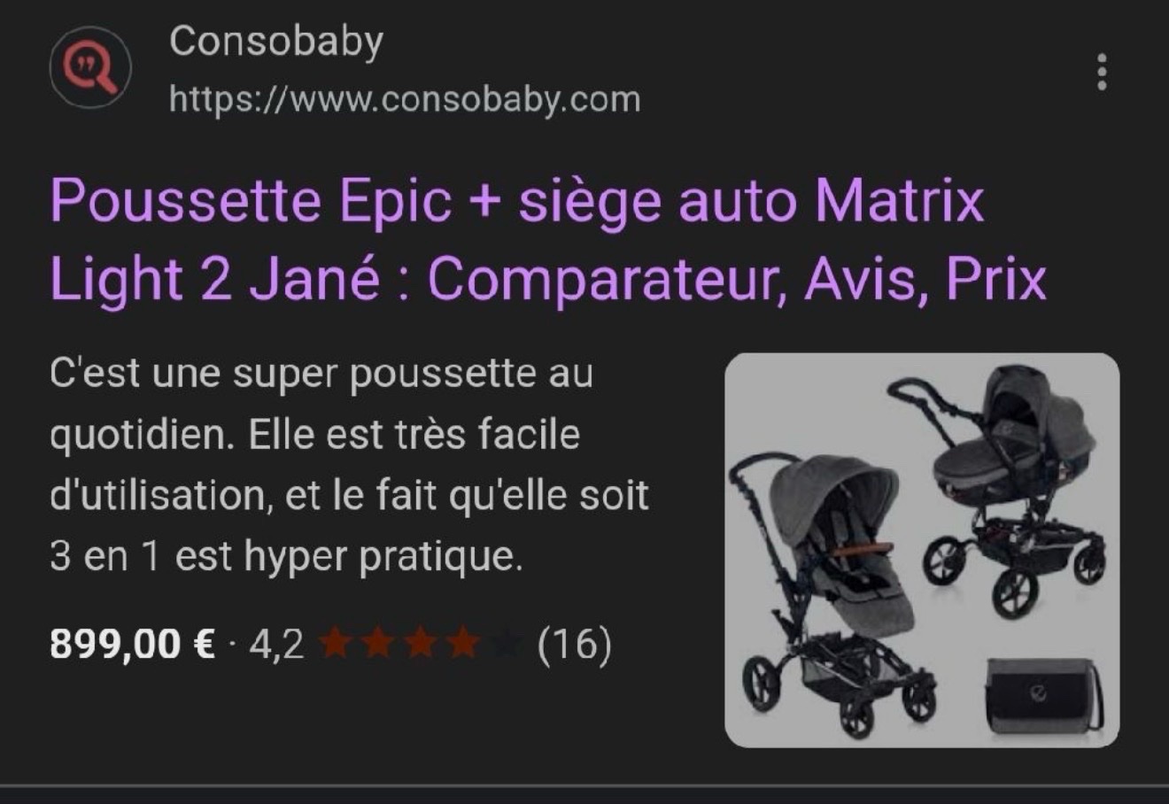 Pousette bebe importee