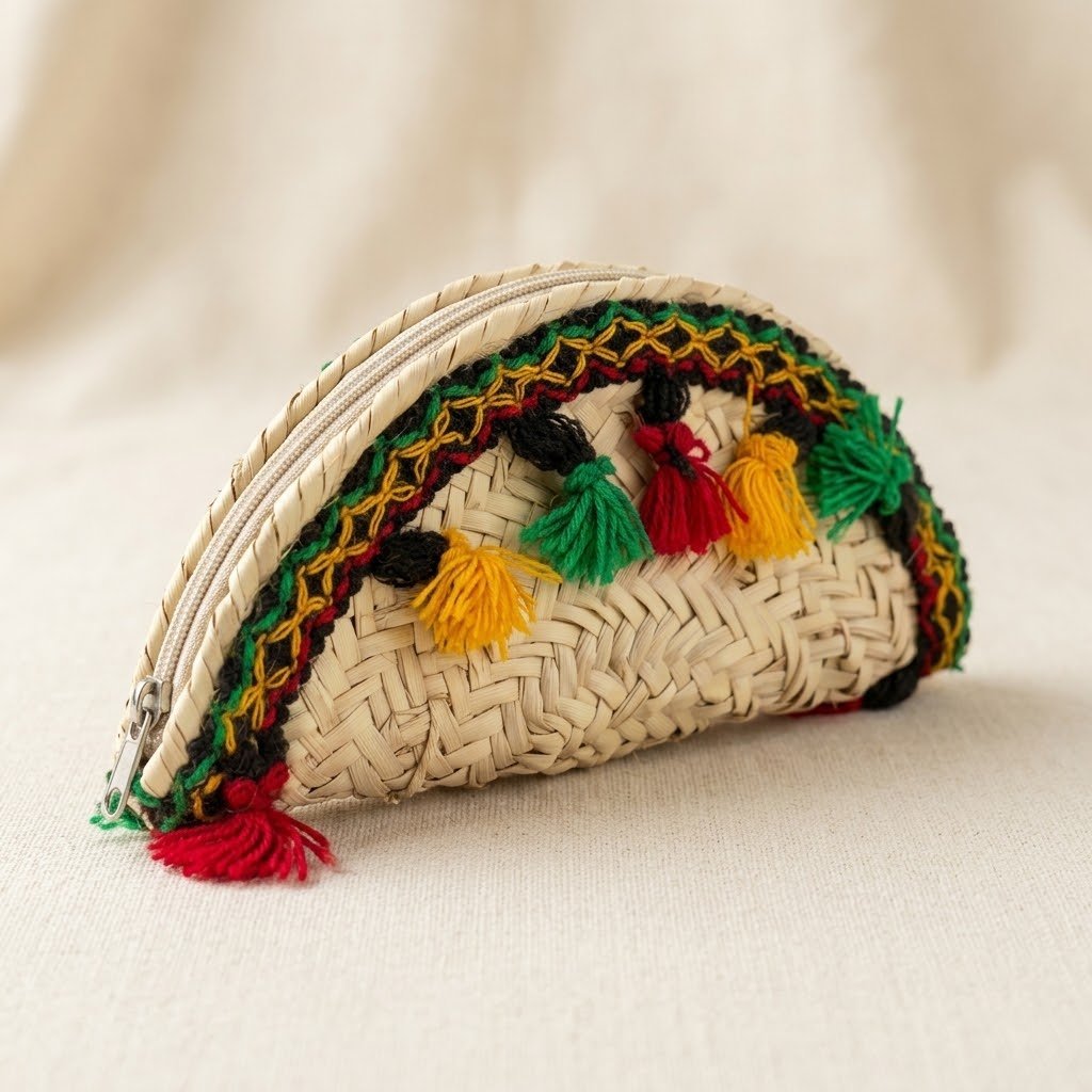 Pochette artisanale en feuilles de palmier – Style bohème chic | Fait main