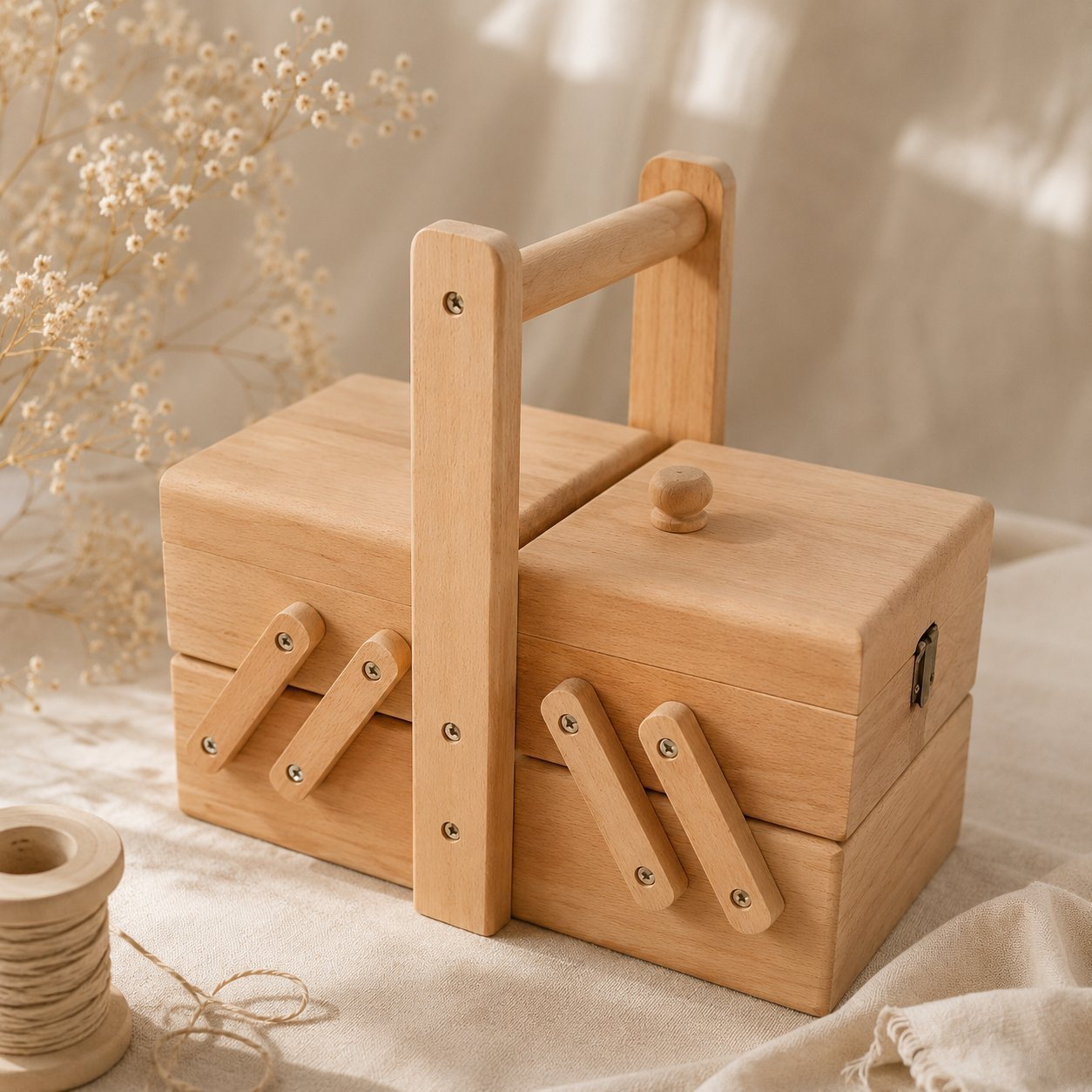Boîte de Rangement en Bois Brut à Personnaliser avec Poignée – Coffret DIY en Bois Naturel