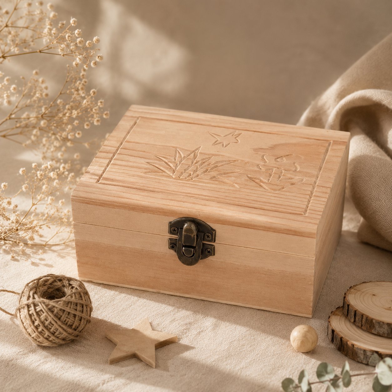 ✨ Coffret en Bois Brut 🎊