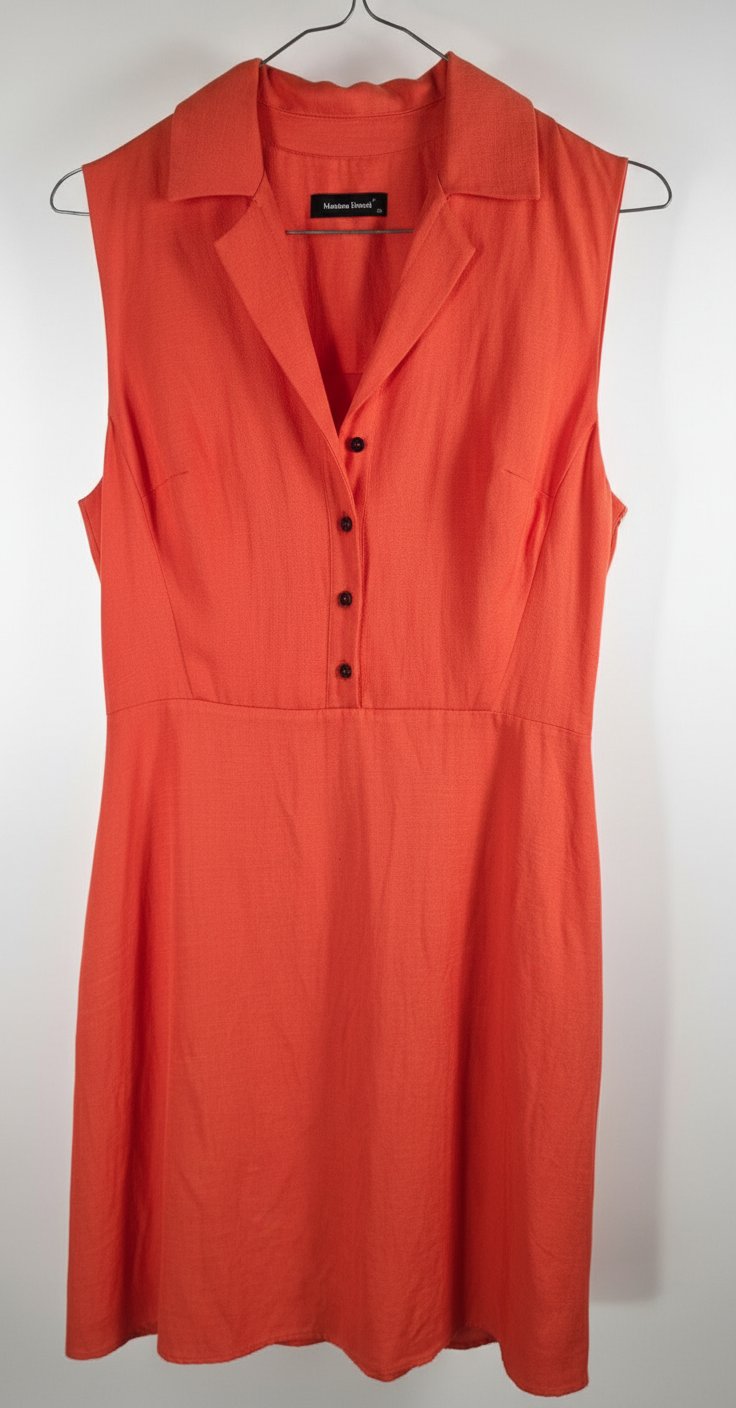 Robe en lin couleur corail / rouge orangé