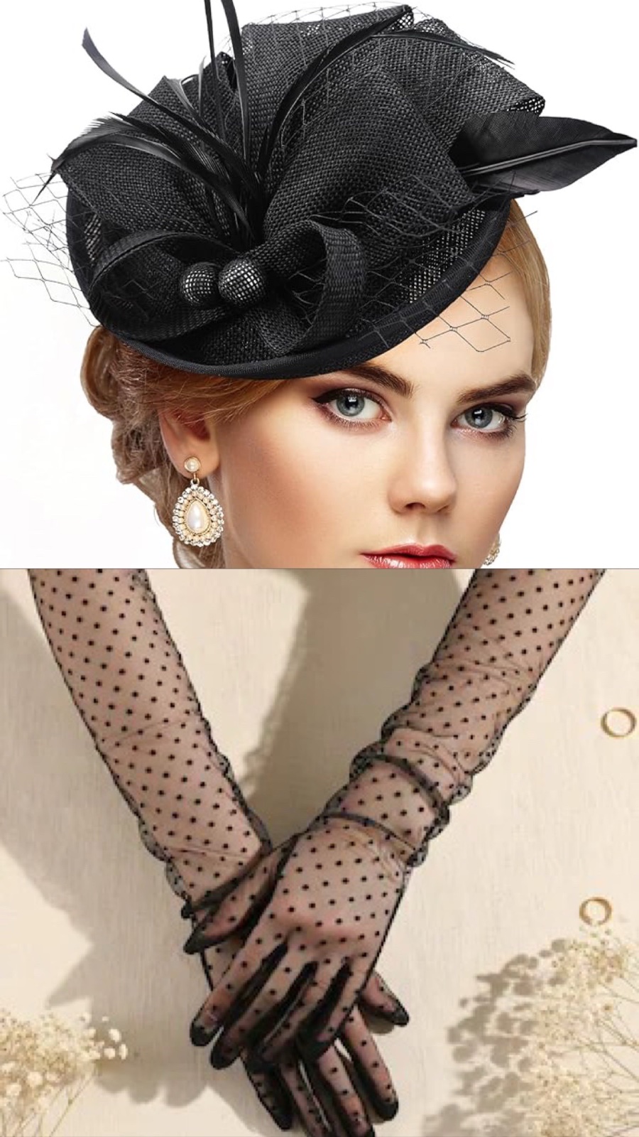 Pack gants et accessoire cheuveux vintage style 