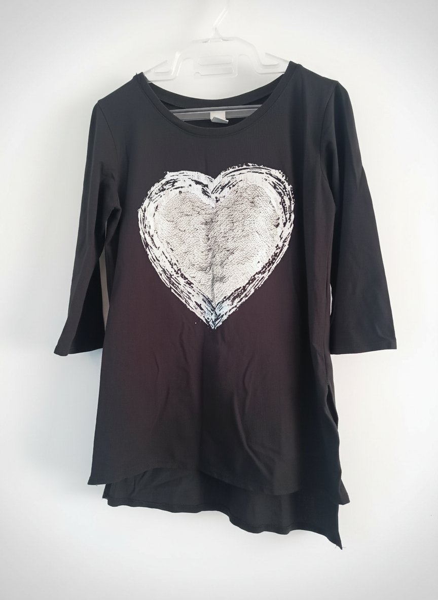 T-shirt noir à paillettes changeantes