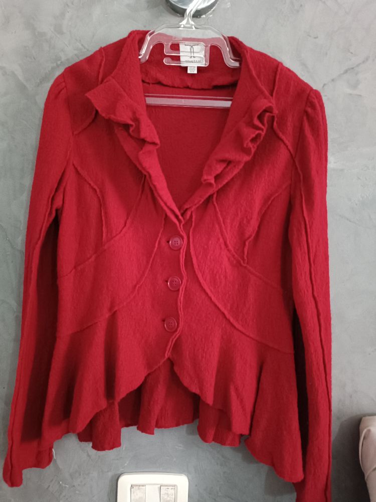 veste rouge évasée 