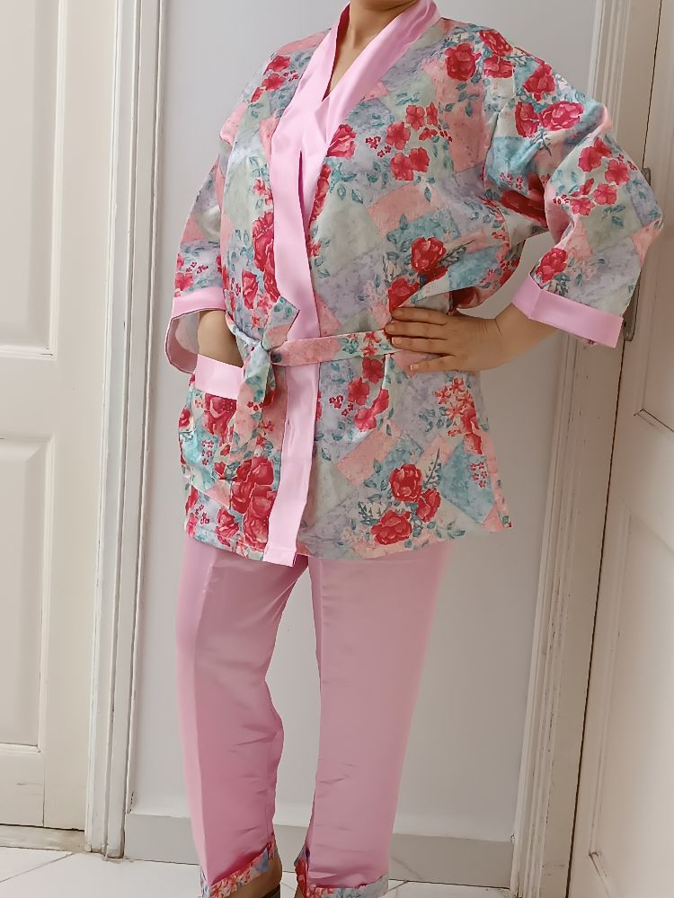 kimono satin fleuri