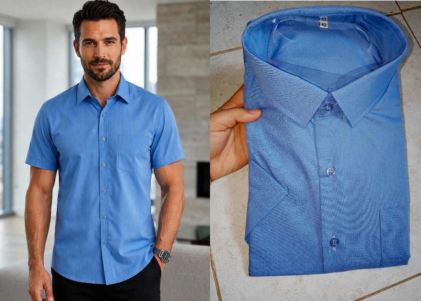 Chemise pour homme de couleur bleu, élégante et moderne.🩵