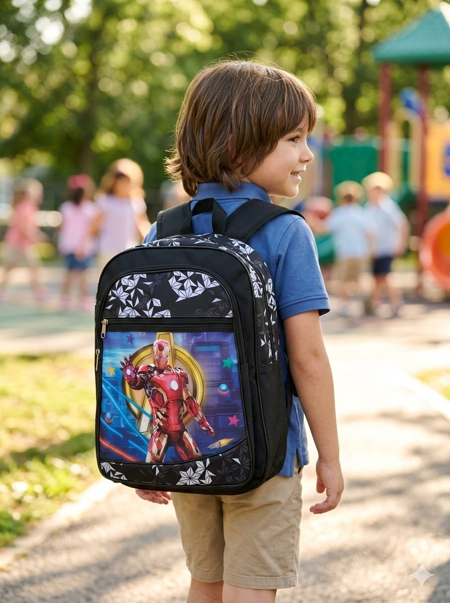  🎒 Sac d'école stylé – Motif Iron Man / Avengers
