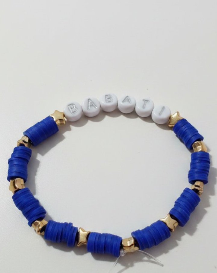 Bracelet personnalisé fait main bleu et doré "BABATI