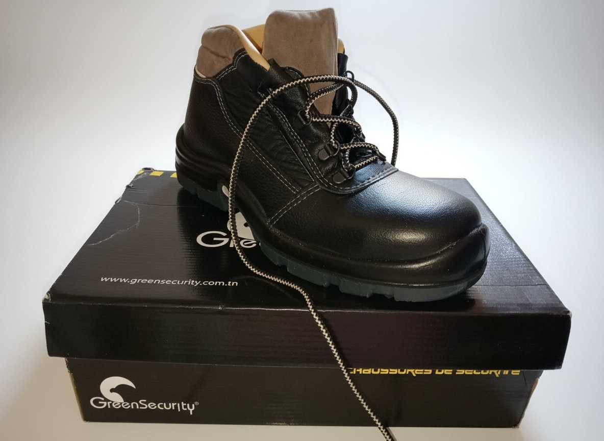 Chaussure de sécurité noire, solide et confortable