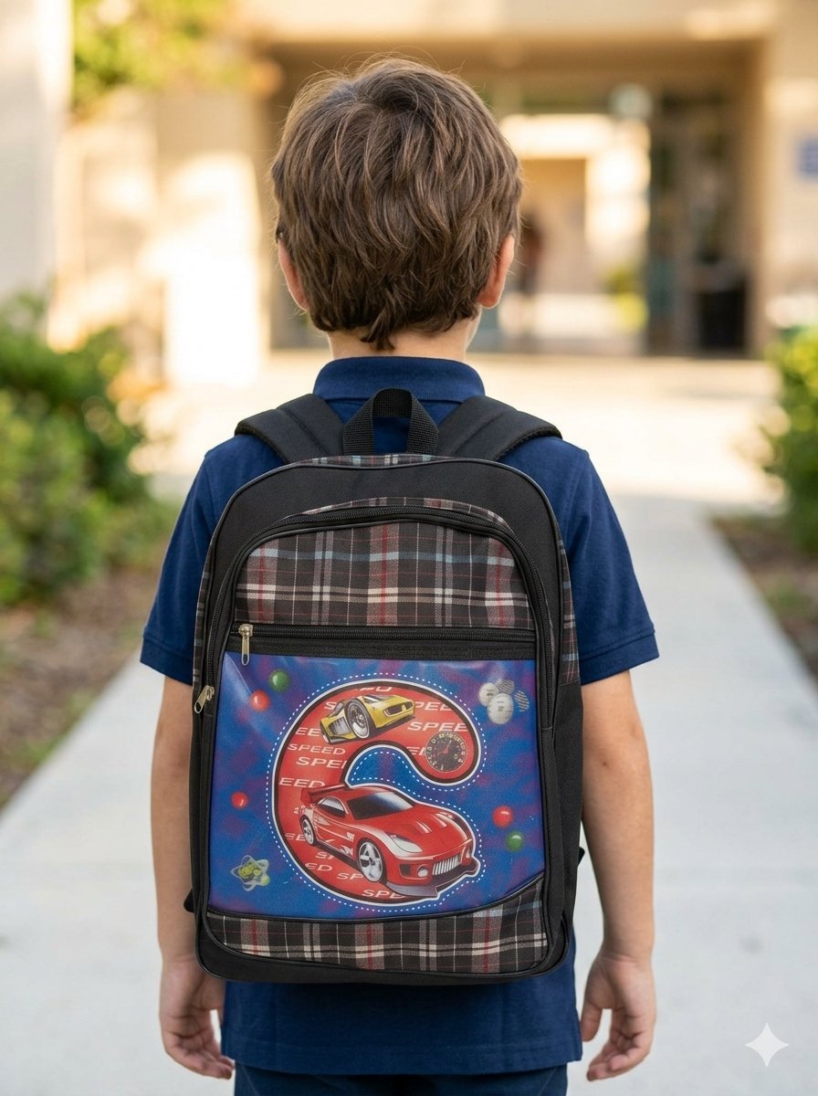  🎒 Sac d'école solide et stylé – Motif Voitures 🏎️