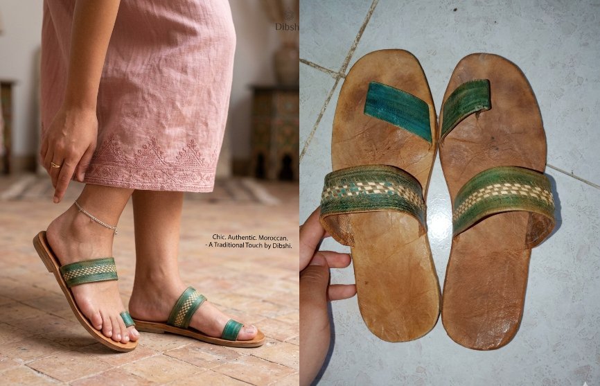 Jolie chleka tunisienne traditionnelle en cuir.