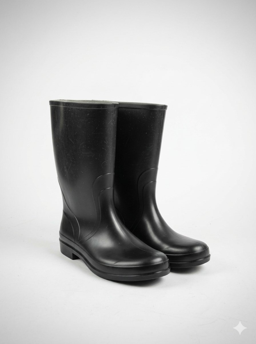 Bottes homme montantes de couleur noire, pratiques et résistantes à la pluie