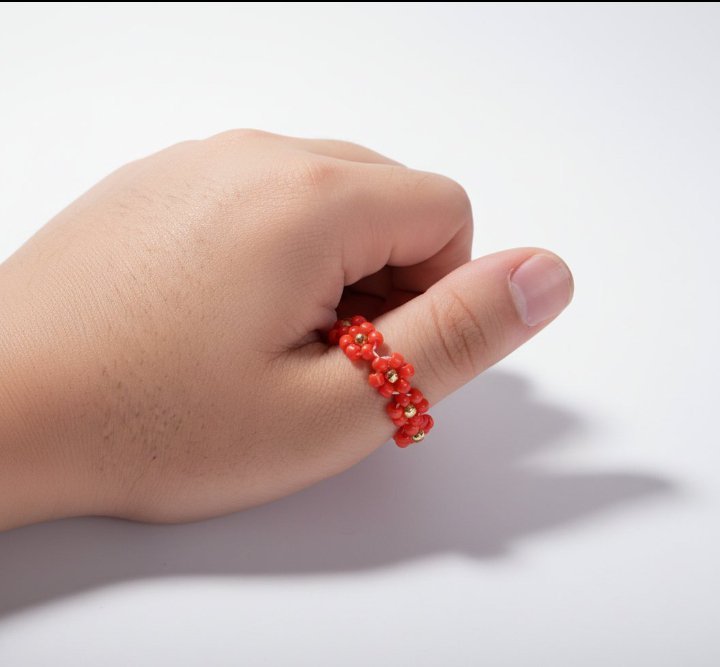 Magnifique bague fleurie en perles faite main🌹