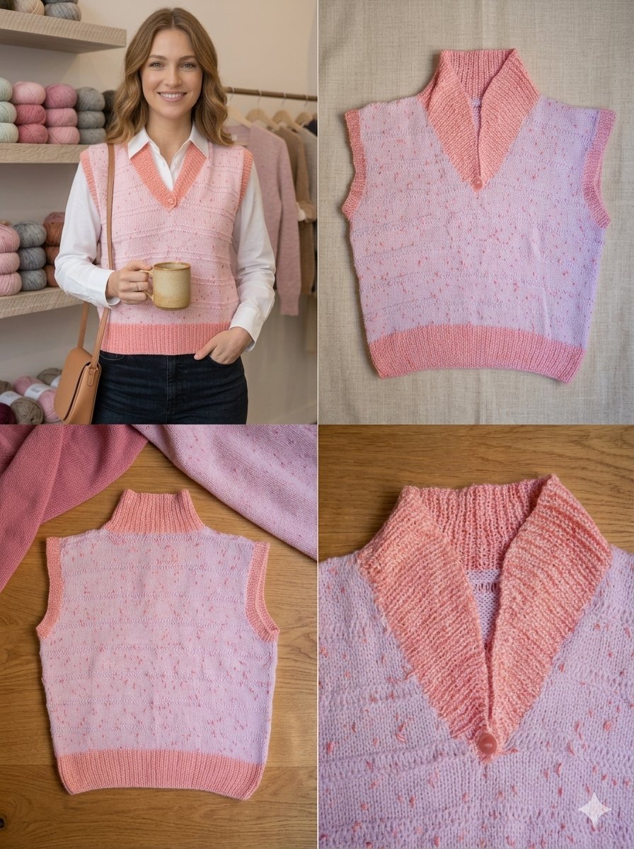 Magnifique vest en tricot fait main,la pièce maîtresse pour un style mi-saison parfait, disponible en taille unique, s'adapte parfaitement à toutes les morphologies🩷 