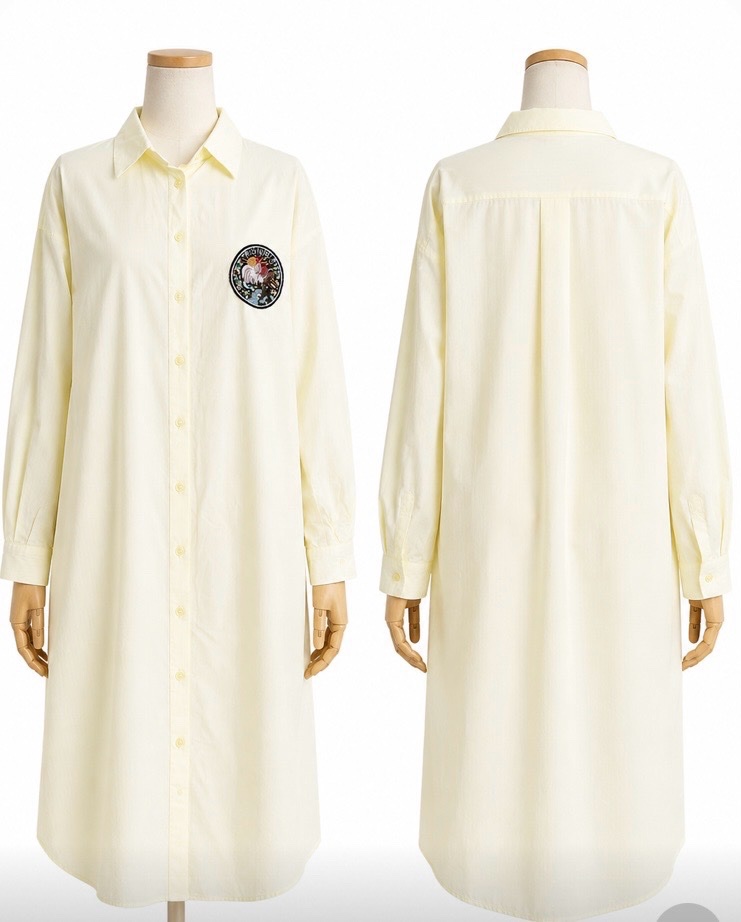 Chemise longue jaune pastel à fines rayures blanches 🤍💛