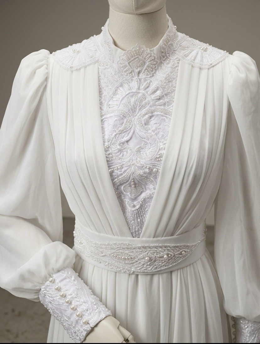 Robe de Mariée & Fiançailles Blanche Très Élégante avec Broderies et Perles