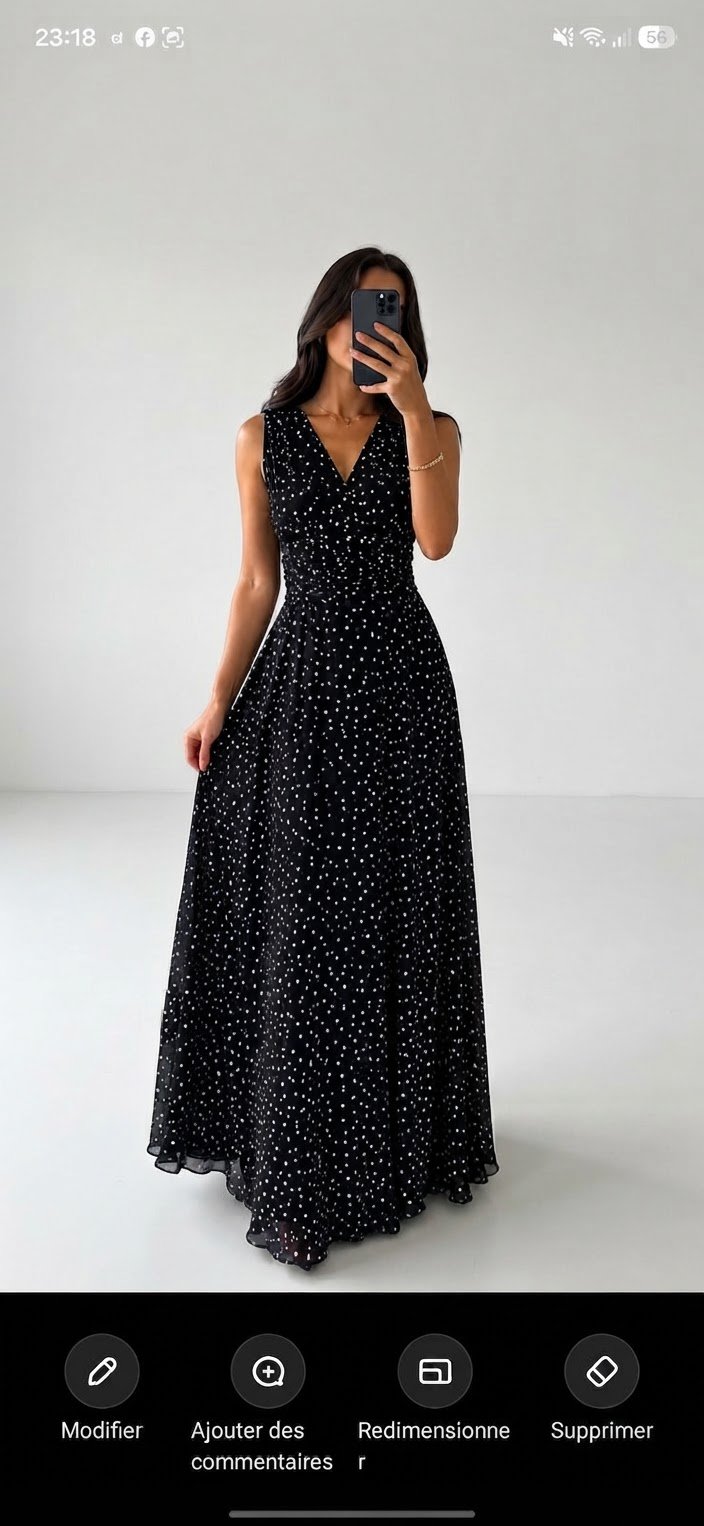 Robe longue noire à pois blancs 🤍🖤