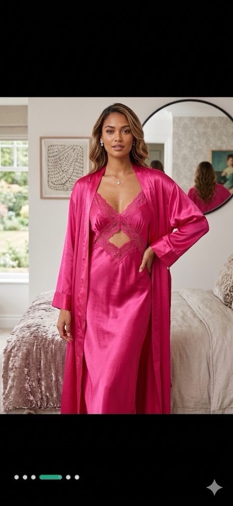 Nuisette avec déhabillée rose 