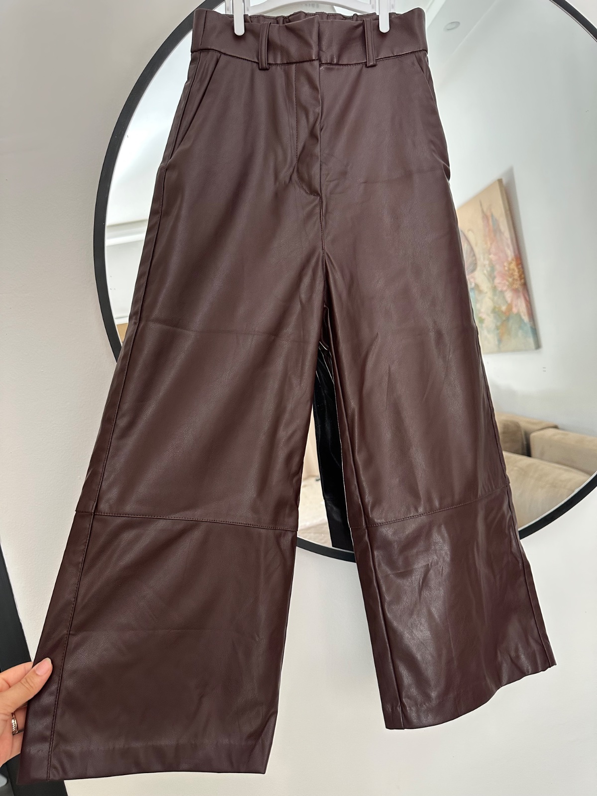 Pantalon cuire large high waisted 