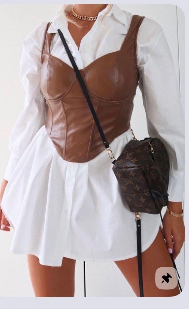 Cropped Corset maron chocolat