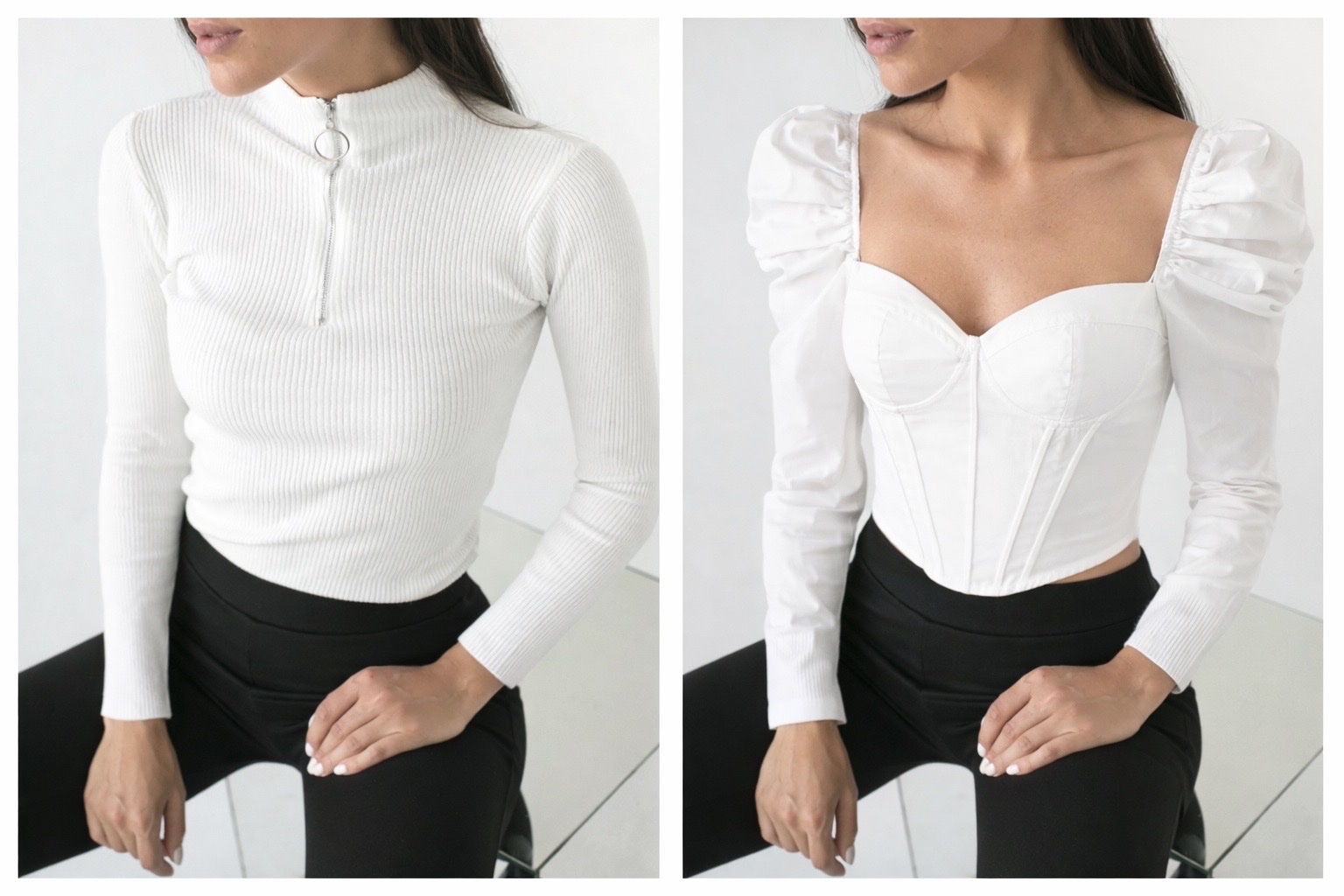 Lot de Deux  crop top en blanc taille S/M