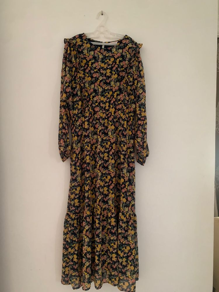 Robe longue fleurie camaïeu 