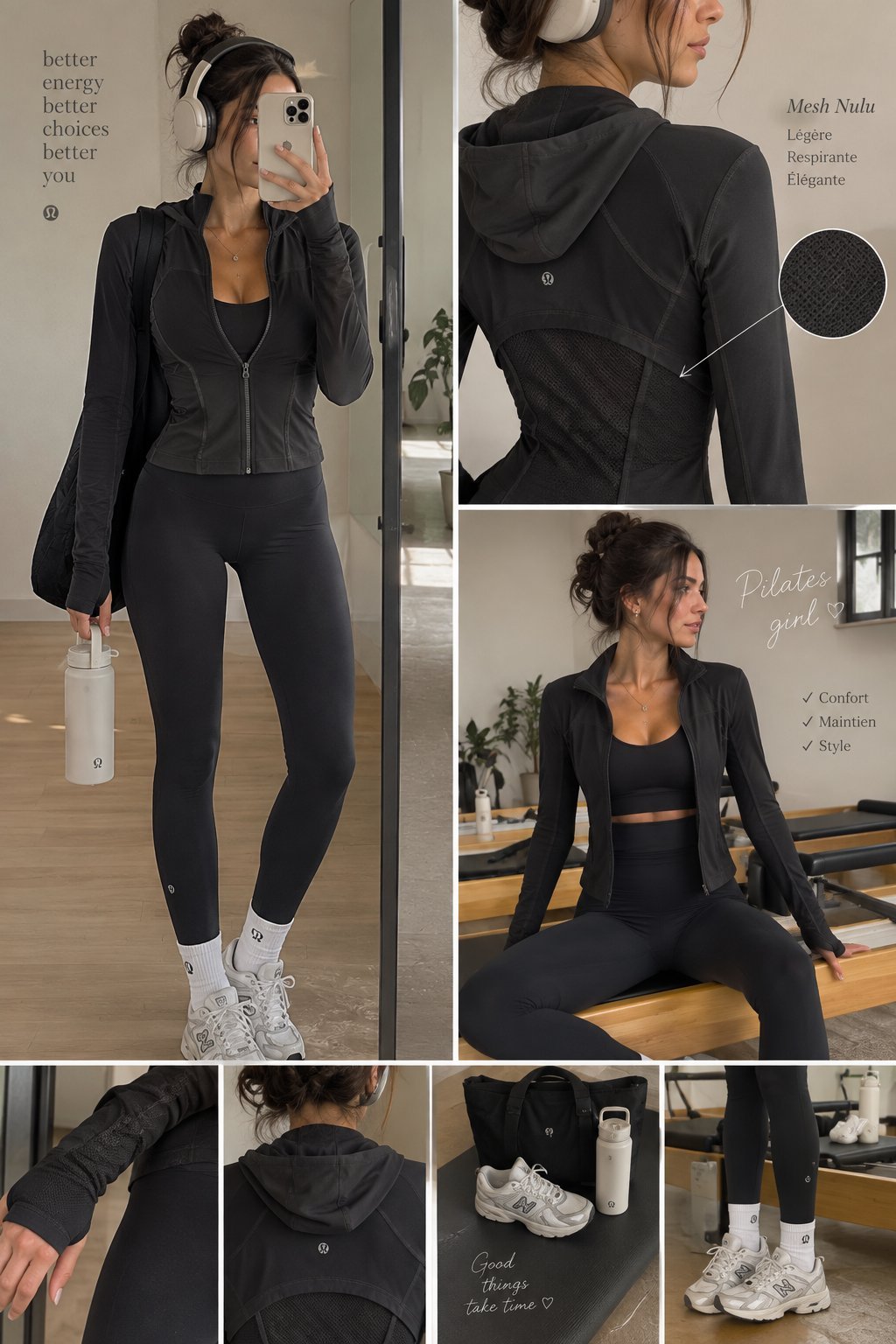  veste à capuche Define courte avec aération en maille (en tissu Nulu) de la marque Lululemon, originale jamas portée 