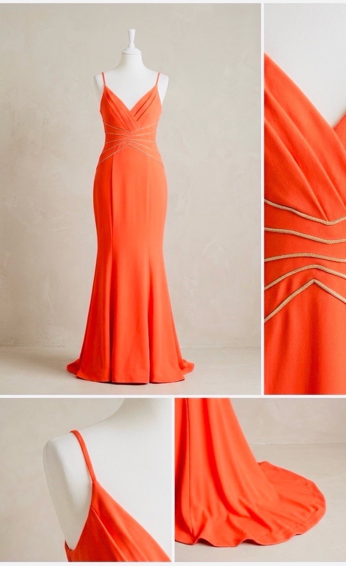 Robe soirée orange argent T36