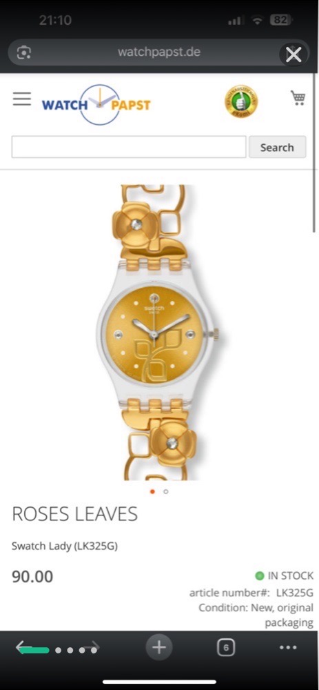 Montre swatch dorée neuve 
