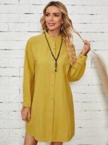 Chemise longue robe moutarde