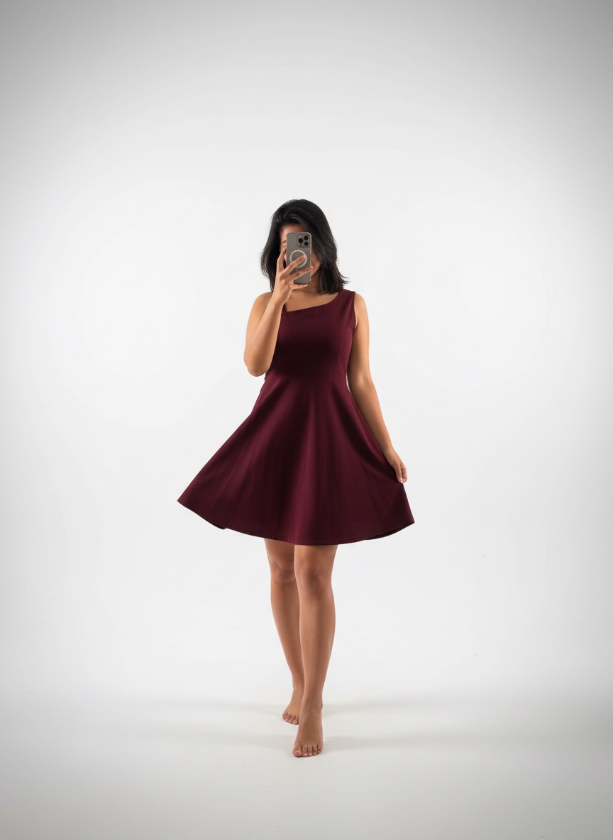 Robe asymétrique bordeaux SHEIN – Taille M – Élégante