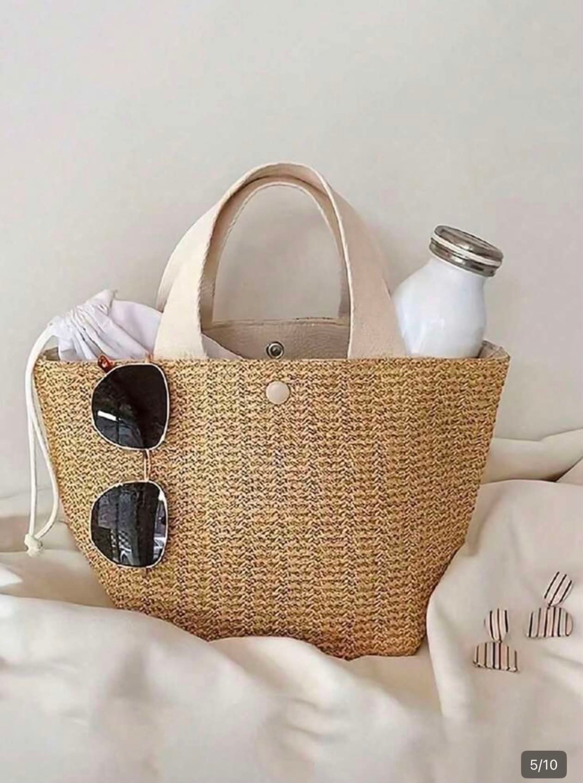 Sac blanc tissé au style bohème