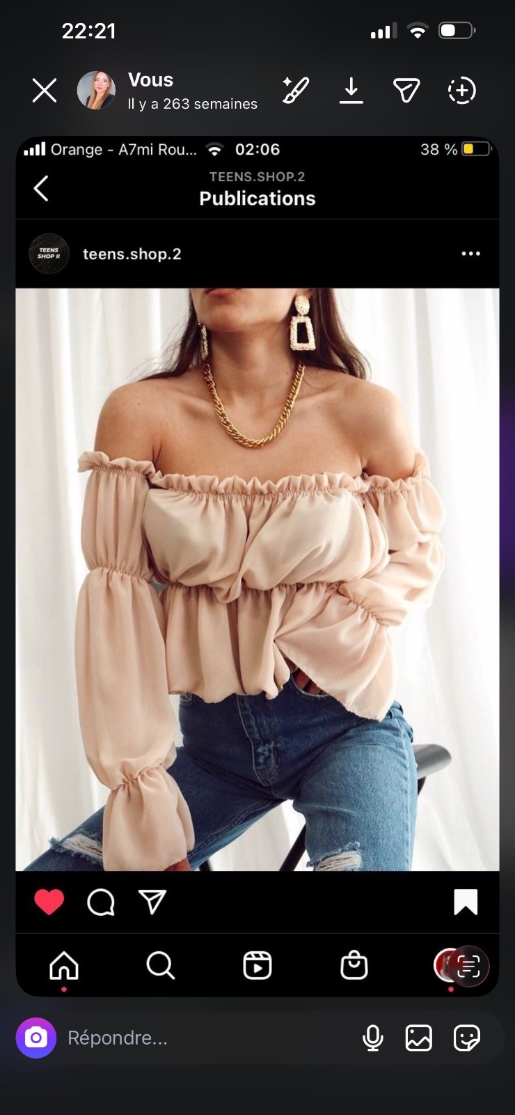 Pull porté une seule fois