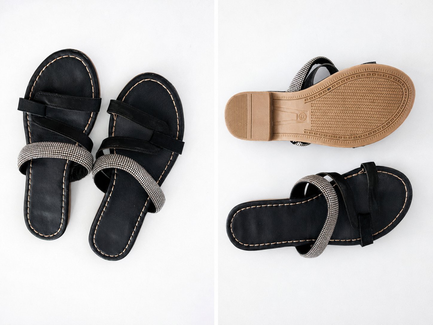 Mules cuir a strass 