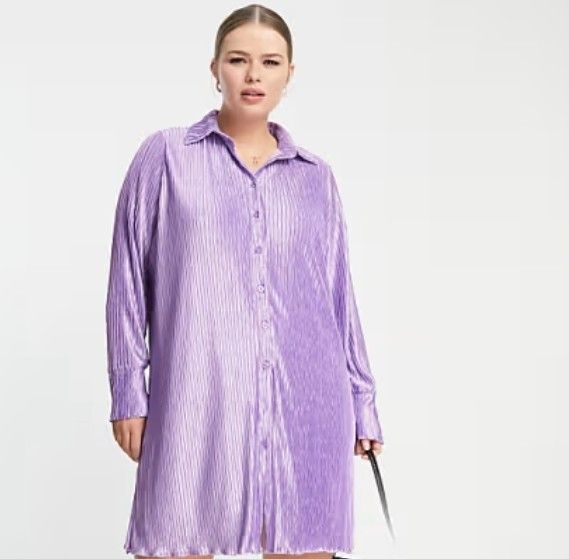 Purple, over size, plisse dress