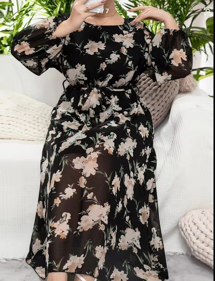 Robe imprimée fleurs curvy de Shein 