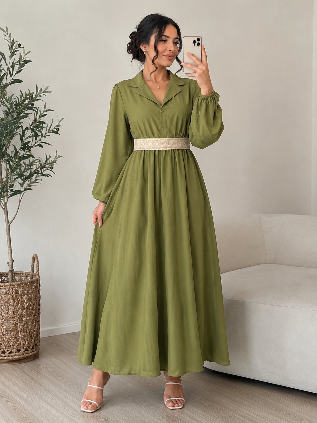 Robe avec son foulard et une ceinture de Shein 