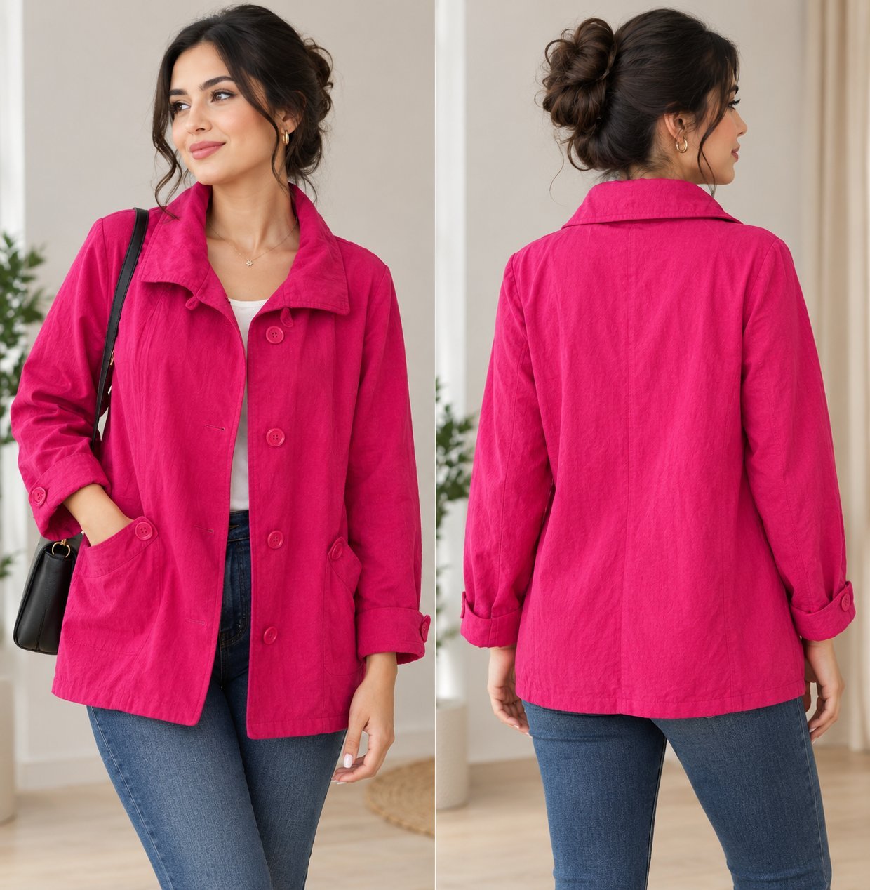 Veste fuchsia en denim 