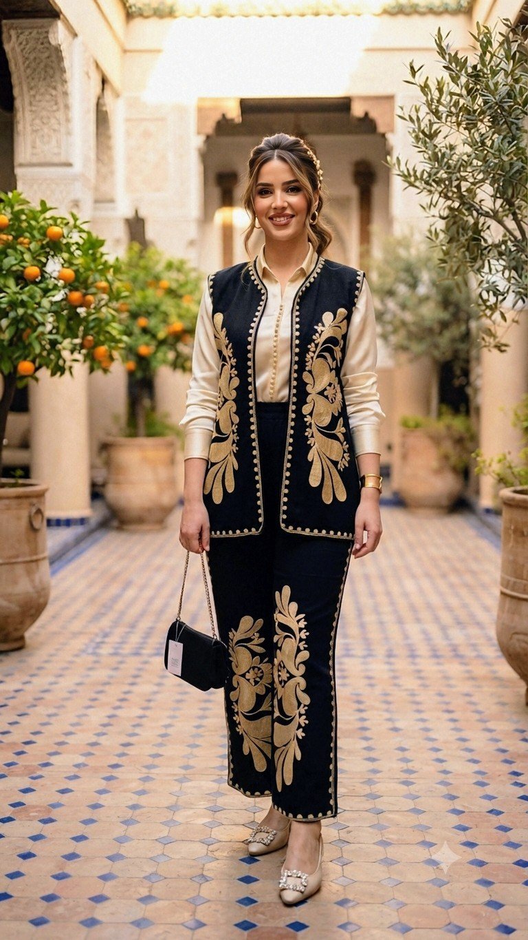 Ensemble 9amraya avec broderie dorée a main 