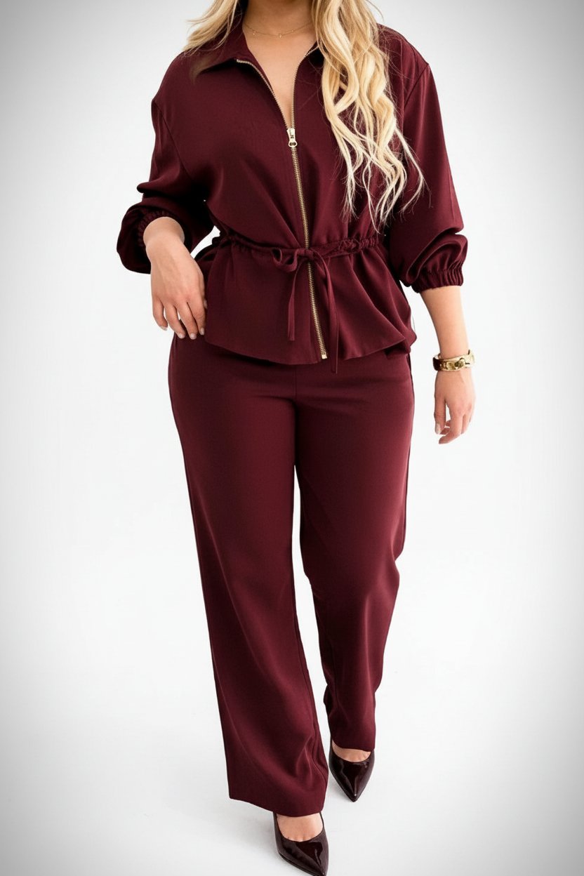 Set en velour rouge bourdeaux