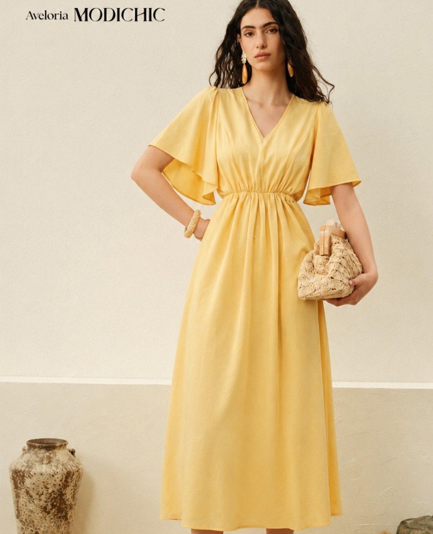 Robe fluide couleur pastel de Mango