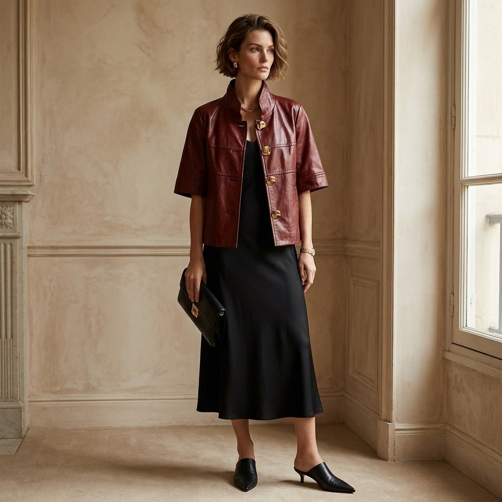 ✨️Veste Cuir Véritable Badgley Mischka Chic ✨️