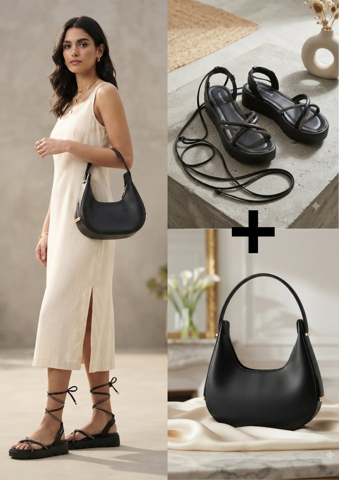 Sac noir + sandales noir 