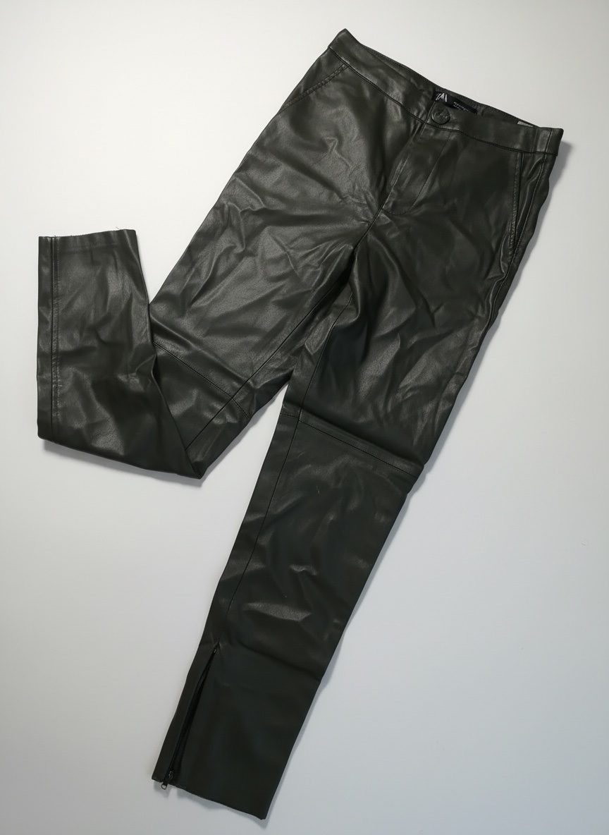 Pontallon cuir vert militaire 