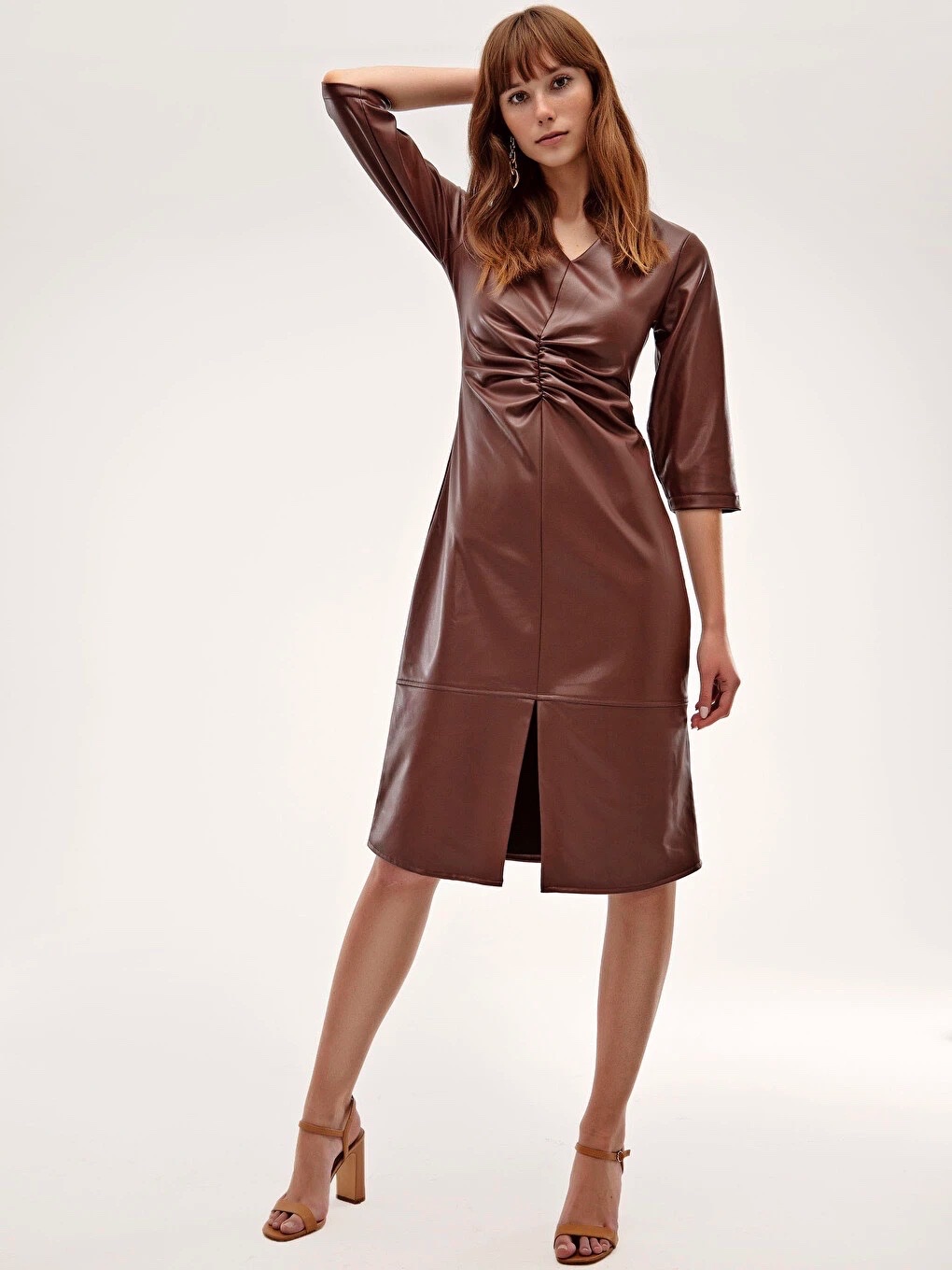 Robe cuir marron made in turkey