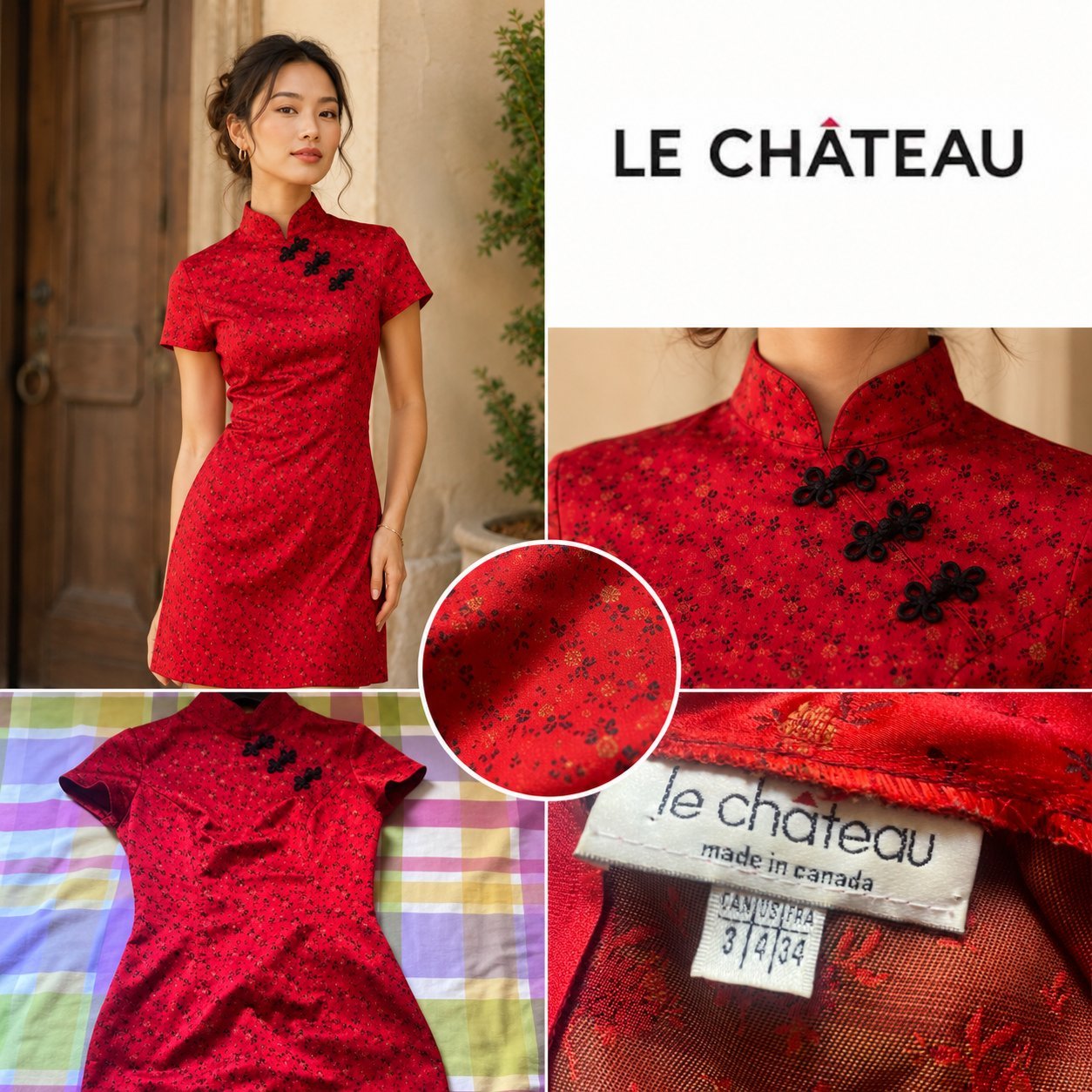 Robe style cheongsam rouge-Le Château 