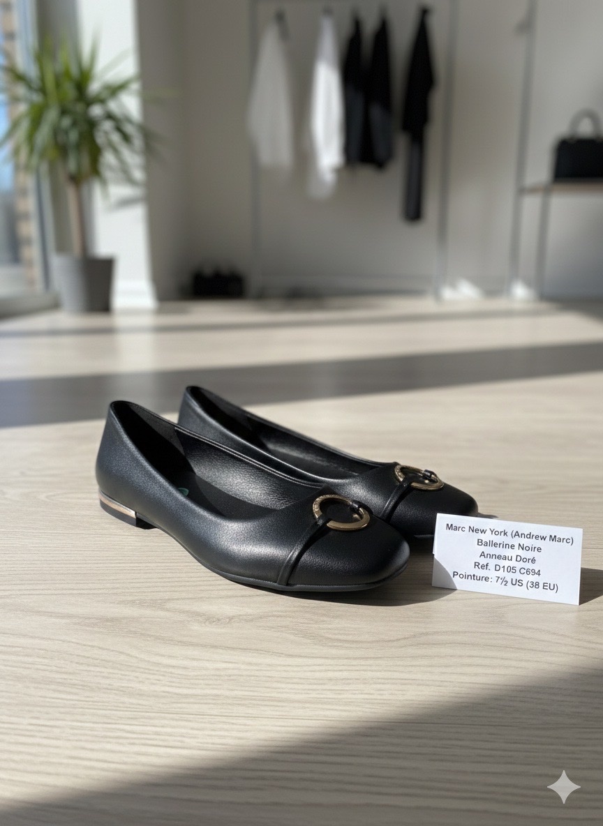 Ballerine noir à anneau doré (Marc New York (Andrew Marc)).