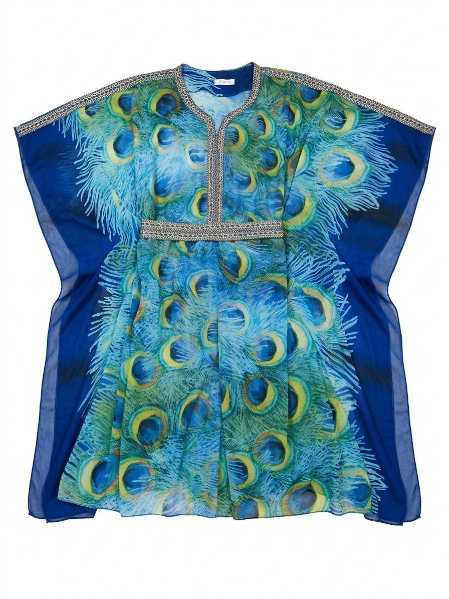 Poncho ave fond de robe bleu